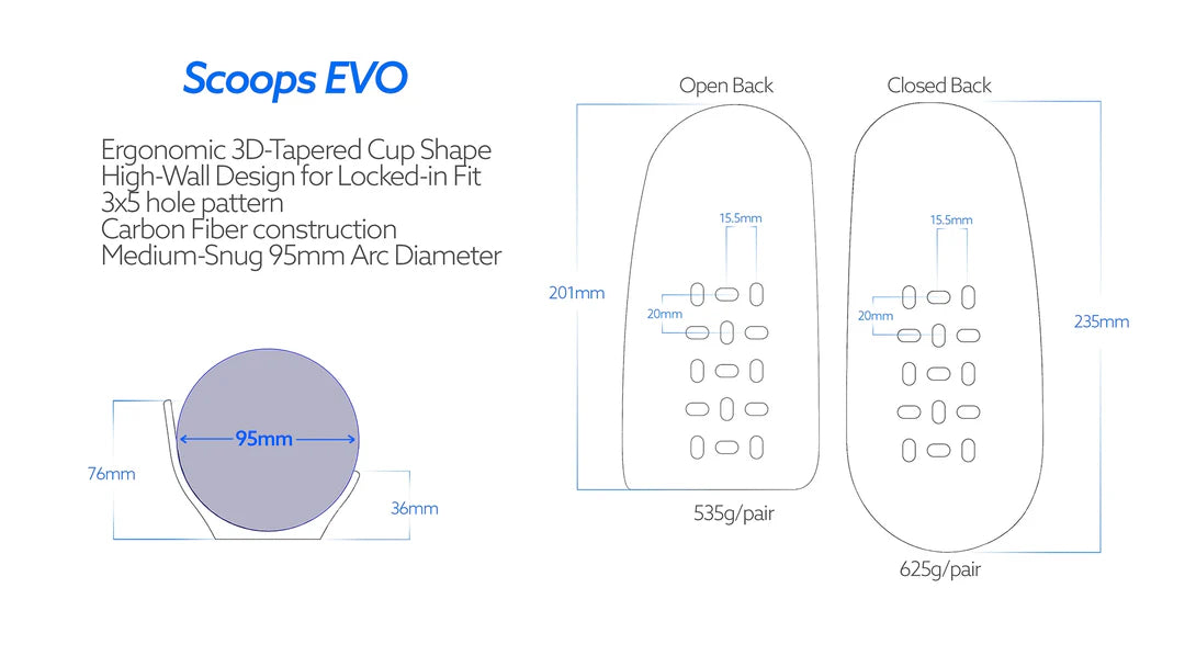 Scoops High Side EVO Closed Back Arm Cups